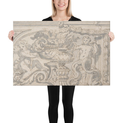 Alternate Panel Designs with Urn and Putto - Anonymous, Italian, 17th century - 17th century - Canvas Museum quality 7742919