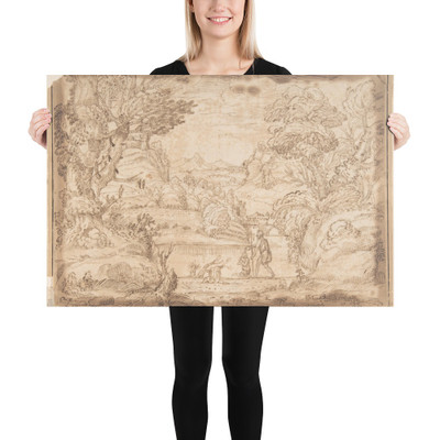 Landscape with the Baptism of Christ - Anonymous, Italian, Bolognese, 17th century - 17th century - Photo Paper Poster Museum quality 7746186