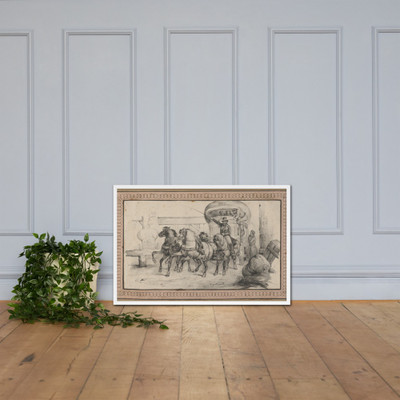 Five horses pulling a carriage with passengers - Victor Adam - mid–19th century - Photo Paper Framed Poster Museum quality 7724671