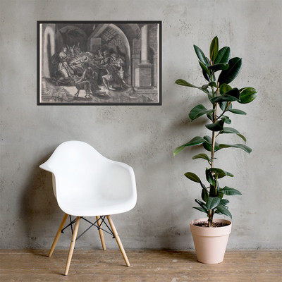 The Nativity - Agostino Veneziano (Agostino dei Musi) - dated 1531 - Matte Paper Framed Poster Museum quality 7745135