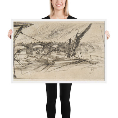 Vauxhall Bridge - James McNeill Whistler - 1861 - Matte Paper Framed Poster Museum quality 7741823