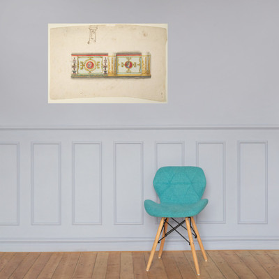 Design for a Decorative Wall Panel with Profile Portraits, and a Study for a Column - Anonymous, French, 19th century - 19th century - Paper Poster Museum quality 7740490