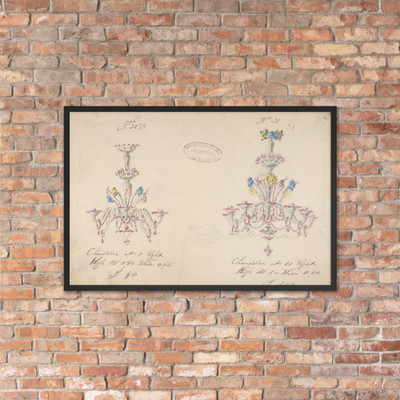 One of Twenty-Three Sheets of Drawings of Glassware (Mirrors, Chandeliers, Goblets, etc.) - Compagnia di Venezia & Murano - 1850–80 - Photo Paper Framed Poster Museum quality 7742800