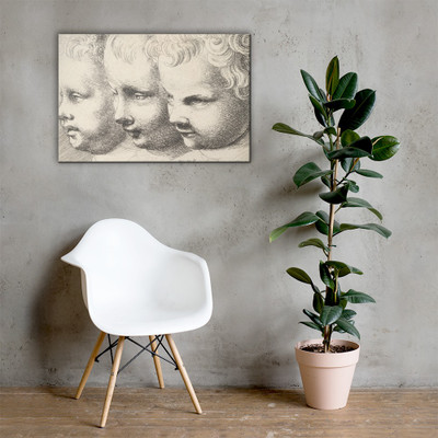 Three children's heads - Wenceslaus Hollar - 1645 - Canvas Museum quality 7737531