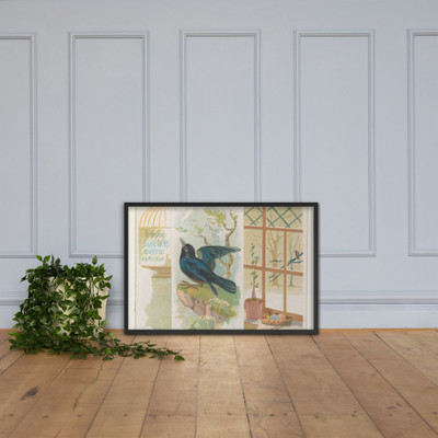 Whistling Thrush, from the Song Birds of the World series (N42) for Allen & Ginter Cigarettes - Allen & Ginter - 1890 - Matte Paper Framed Poster Museum quality 7725284