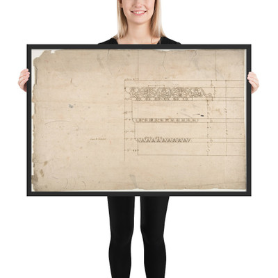 Temple of Minerva, elevation of architrave (recto) Temple of Minerva, column shaft (verso) - Anonymous, French, 16th century - early to mid-16th century - Photo Paper Framed Poster Museum quality 7738206