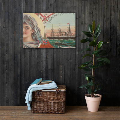 Steamship Abyssinia, Canadian Pacific Line, from the Ocean and River Steamers series (N83) for Duke brand cigarettes - W. Duke, Sons & Co. - 1887 - Canvas Museum quality 7737520