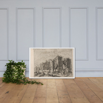 Massive Ruins with Many Figures in the Foreground from the series Roman Ruins and Buildings - Johannes van Doetecum I - 1562 - Photo Paper Framed Poster Museum quality 7739453