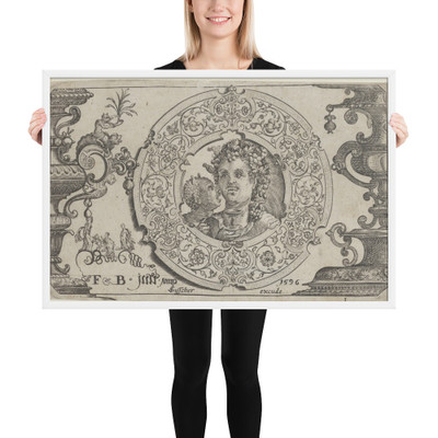 Horizontal Panel with Bacchus in a Medallion - Claes Jansz. Visscher - after 1596 - Photo Paper Framed Poster Museum quality 7719673