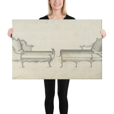 Two Couches, in Chippendale Drawings, Vol. I - Thomas Chippendale - 1761 - Canvas Museum quality 7747909