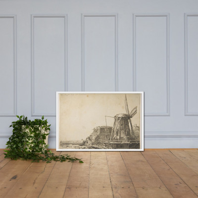 The Windmill (reverse copy) - Rembrandt (Rembrandt van Rijn) - n.d. - Matte Paper Framed Poster Museum quality 7723984