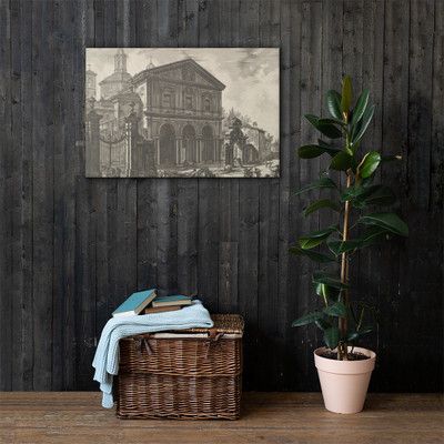 View of the Basilica of San Sebastiano fuori delle mura [St. Sebastian ouside the Walls] on the Appian Way, from Vedute di Roma (Roman Views) - Giovanni Battista Piranesi - ca. 1750 - Canvas Museum quality 7725098