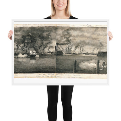 Grand Canal Celebration: View of the Fleet Preparing to Form in Line - Anthony Imbert - 1825 - Matte Paper Framed Poster Museum quality 7746560