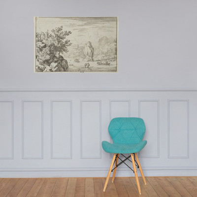 The Rock in the Middle of the River - Allart van Everdingen - Paper Poster Museum quality 7724374