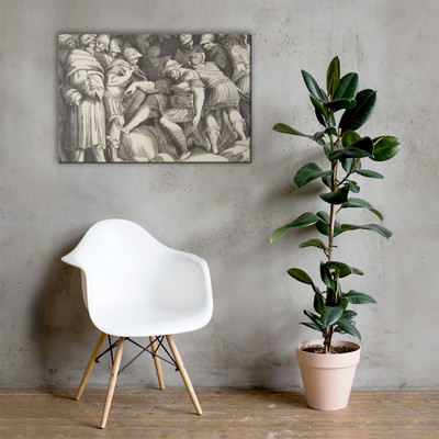 The wounder soldier Scipio in the centre surrounded by figures - Giulio Bonasone - 1531–76 - Canvas Museum quality 7704842