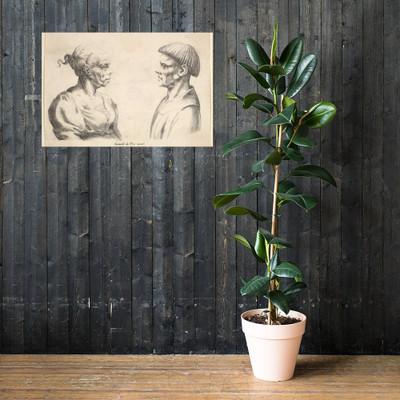 Two heads - Wenceslaus Hollar - 1645–50 - Photo Paper Poster Museum quality 7741575