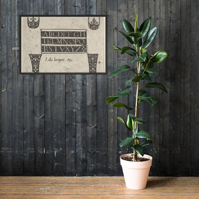 Blackwork Design with Alphabet and Four Jewelry Design Motifs - Jean du Brayet - early 17th century - Matte Paper Framed Poster Museum quality 7748792