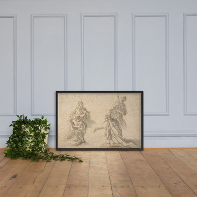 Two Kneeling and Two Standing Figures - Nicola Maria Rossi - 1690–1758 - Photo Paper Framed Poster Museum quality 7744917