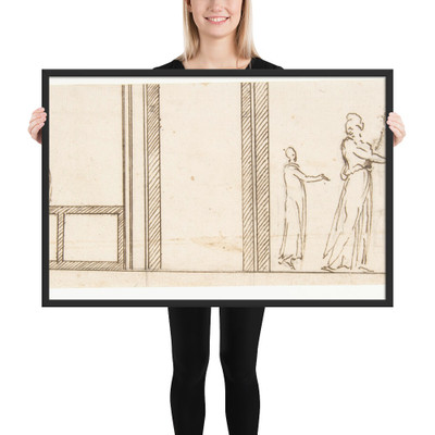 Unidentified building, ceiling or wall, painted frieze or decorative panels (recto) Unidentified building, cornice (verso) - Anonymous, French, 16th century - early to mid-16th century - Matte Paper Framed Poster Museum quality 7737746