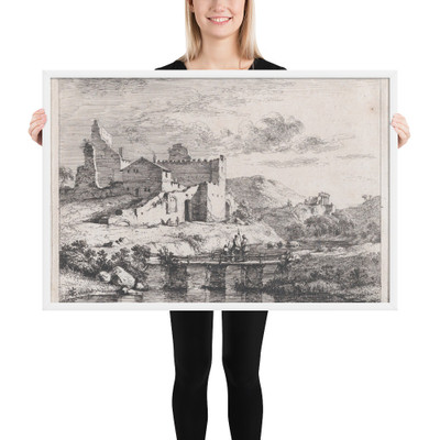 Small Bridge on Three Piers - Jean Jacques de Boissieu - 1773 - Matte Paper Framed Poster Museum quality 7745849