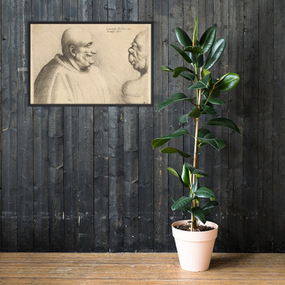 A large man with a bald head facing a grotesque female - Wenceslaus Hollar - 1645 - Matte Paper Framed Poster Museum quality 7741465