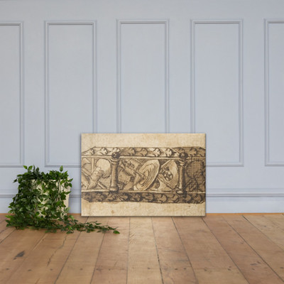 Design for an Object (Casket?) Decorated with Armorial Trophies and Foliage - Anonymous, French, 19th century - 19th century - Canvas Museum quality 7740314
