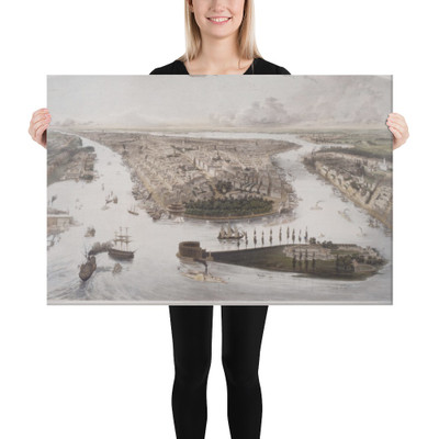 The Empire City, Birdseye View of New York and Environs - John Bachmann - 1855 - Canvas Museum quality 7746420