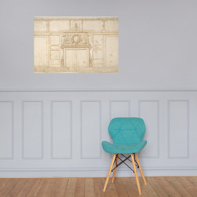 Project for Interior Wall with Fireplace - Anonymous, Italian, 16th century - 16th century - Paper Poster Museum quality 7737930
