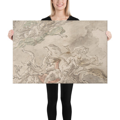 Study for the Fall of Simon Maqus, S. Paolo Maggiare, Naples, 1690 - Francesco Solimena - 1690 - Canvas Museum quality 7740080