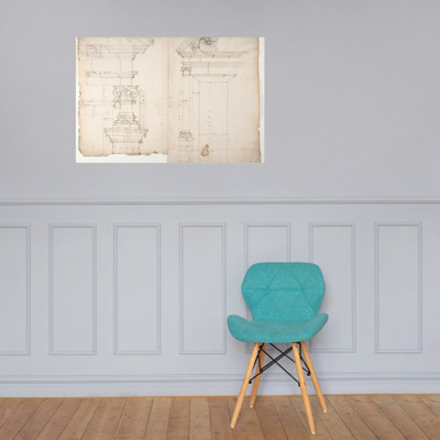 Palazzo dei Conservatori, window, elevation; window, details, elevation (recto) blank (verso) - Anonymous, French, 16th century - early to mid-16th century - Photo Paper Poster Museum quality 7740441