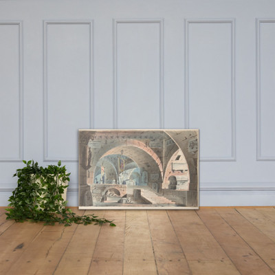 Crypt with a Kneeling Mourner - Anonymous, Italian, 19th century - 1830–40 - Canvas Museum quality 7739590