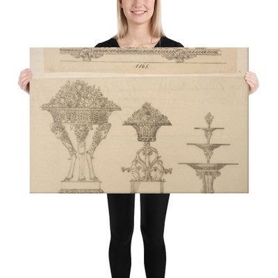 Designs for a Decorative Frieze, Two Planters and a Server - Anonymous, French, 19th century - 19th century - Canvas Museum quality 7704574