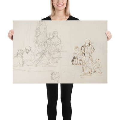 Studies of Two Groups of Turkish Figures - Sir David Wilkie - before 1841 - Canvas Museum quality 7704098