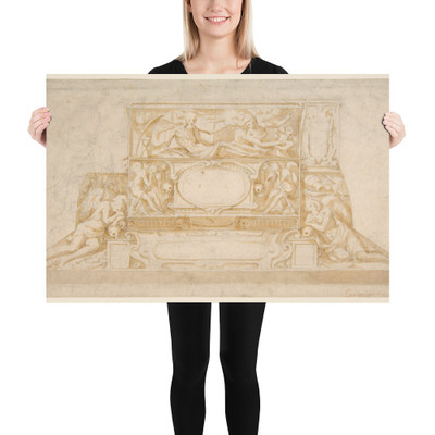 Design for a Funerary Monument - Francesco Salviati (Francesco de' Rossi) - 1510–63 - Photo Paper Poster Museum quality 7739861