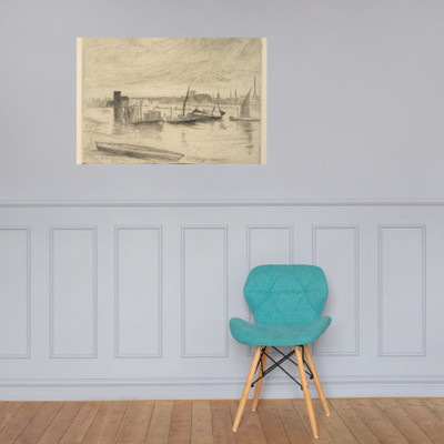Early Morning, Battersea (Battersea Dawn) (Cadogan Pier) - James McNeill Whistler - probably 1863 - Paper Poster Museum quality 7741828