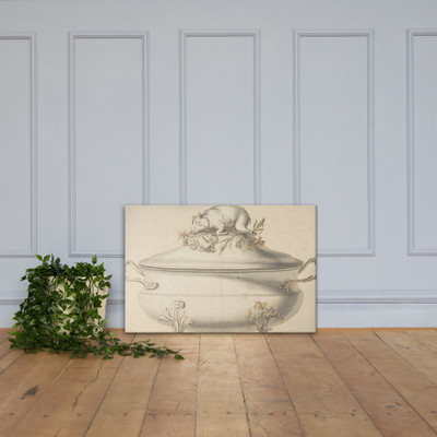 Design for a Soup Tureen with Pig on Top - Anonymous, French, 19th century - 19th century - Canvas Museum quality 7704733