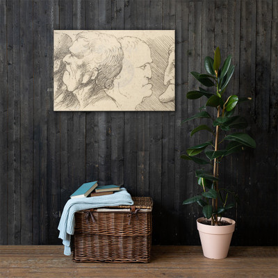 Head studies - Wenceslaus Hollar - 1645 - Canvas Museum quality 7741481