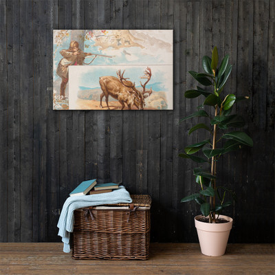 Reindeer, from Quadrupeds series (N41) for Allen & Ginter Cigarettes - Allen & Ginter - 1890 - Canvas Museum quality 7719921