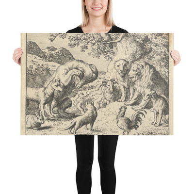 The Bear Seeks Justice from the Lion Against Renard from Hendrick van Alcmar's Renard The Fox - Allart van Everdingen - 1650–75 - Paper Poster Museum quality 7747500