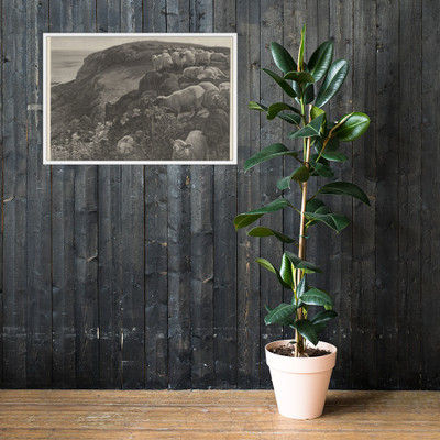 On the Hill Side (Strayed Sheep) - William Holman Hunt - 1877 - Photo Paper Framed Poster Museum quality 7746870