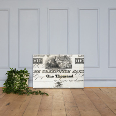 $1000 Bill for The Greenwich Bank, The City of New York - Asher Brown Durand - ca. 1828 - Canvas Museum quality 7746588