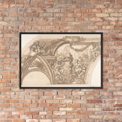 Drawing Showing Two Alternate Designs for a Cove Decoration - Anonymous, Italian, Roman-Bolognese, 17th century - 17th century - Photo Paper Framed Poster Museum quality 7745918