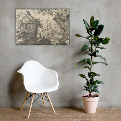 The Straw Hut Seen from Behind - Allart van Everdingen - Canvas Museum quality 7739198