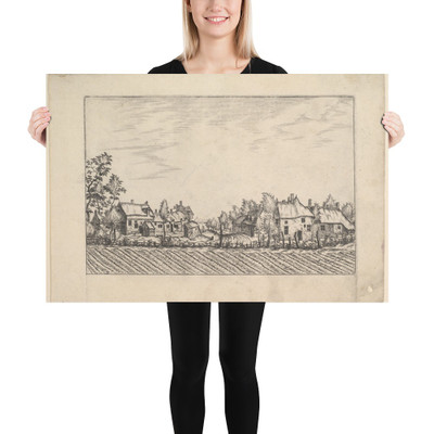 Farms, ploughed field in the foreground from Praediorum villarum et rusticarum casularum icones elenoantissimae ad vivum in apre deformatae - Johannes van Doetecum I - ca. 1559–61 - Photo Paper Poster Museum quality 7723563