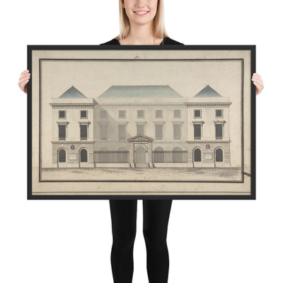 Design for the Collège de France, Paris: Elevation of Court Front Showing Entrance Screen - Jean François Chalgrin - ca. 1772 - Matte Paper Framed Poster Museum quality 7743883