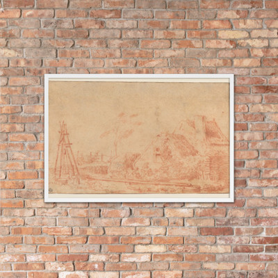 Landscape with a Cottage and Well - Antoine Watteau - ca. 1714 - Matte Paper Framed Poster Museum quality 7746570