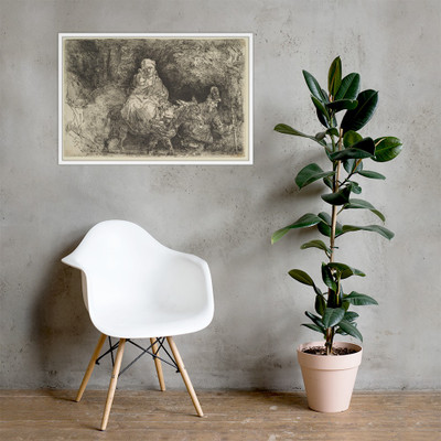 The Flight into Egypt: Crossing a Brook - Rembrandt (Rembrandt van Rijn) - 1654 - Matte Paper Framed Poster Museum quality 7747250