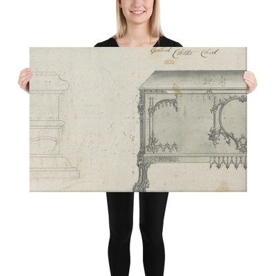 Gothic Clothes Chest, from Chippendale Drawings, Vol. II - Thomas Chippendale - 1753 - Canvas Museum quality 7724722