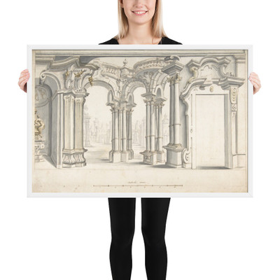 Design for a Painted Perspective Wall Decoration - Anonymous, Italian, Piedmontese, 18th century - 1700–1780 - Photo Paper Framed Poster Museum quality 7745349