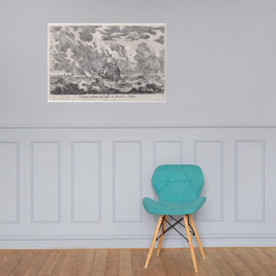 A ship travelling between Dover and Calais from the series 'Views of seaports' (Vues de ports de mar) - Stefano della Bella - 1647 - Paper Poster Museum quality 7739069